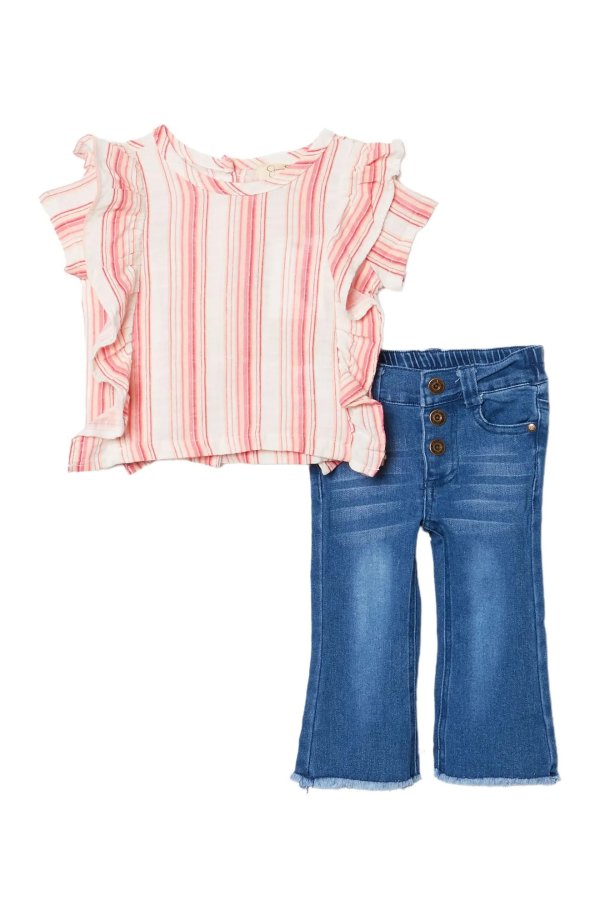 Short Sleeve Top & Jeans Set(Baby Girls)