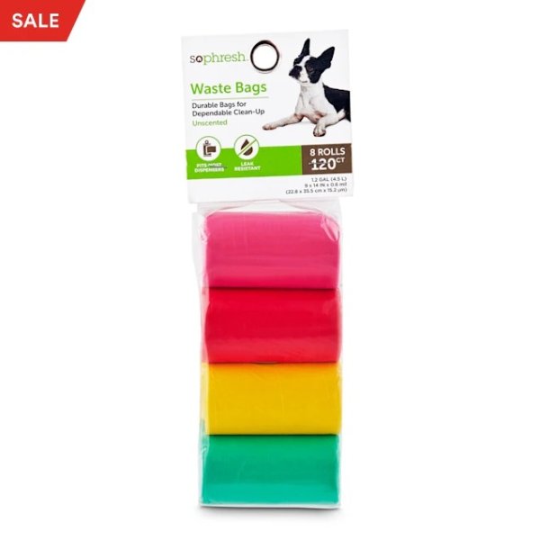 So Phresh Pink and Multicolored Solid Dog Waste Bags, Count of 120 | Petco