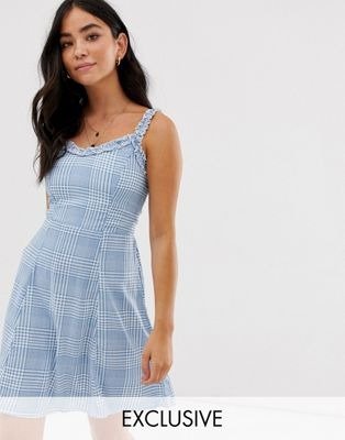 New Look sundress with ruffle edge in check | ASOS