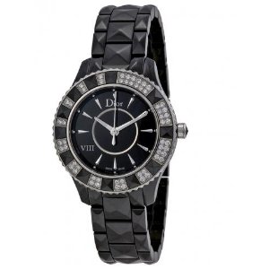Christian Dior VIII Diamond Bezel Black Ceramic Ladies' Watch 1231E1C001