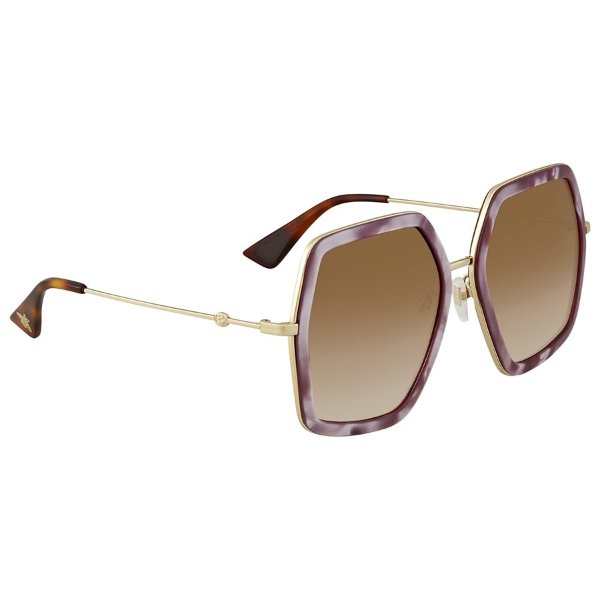 Brown Gradient Square Ladies Sunglasses GG 0106S 004 56