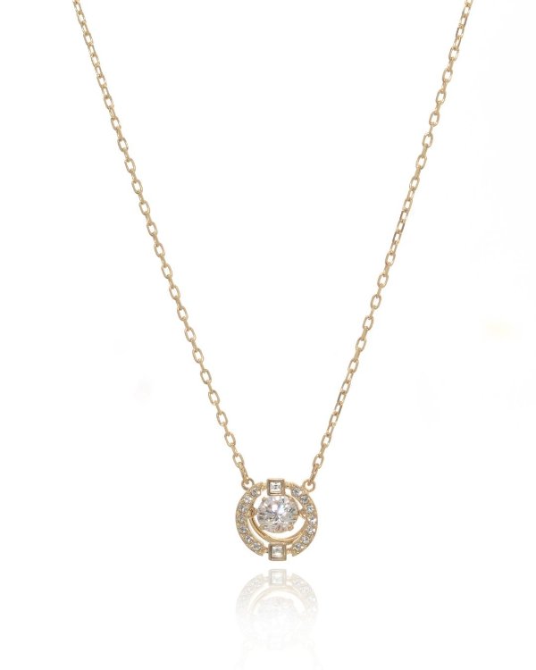 Sparkling Gold Tone Czech White Crystal Necklace 5294875