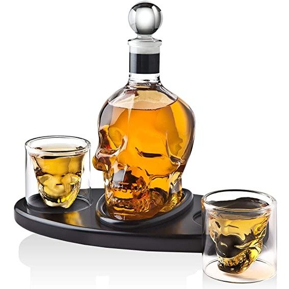 骷髅造型威士忌酒瓶+酒杯套装