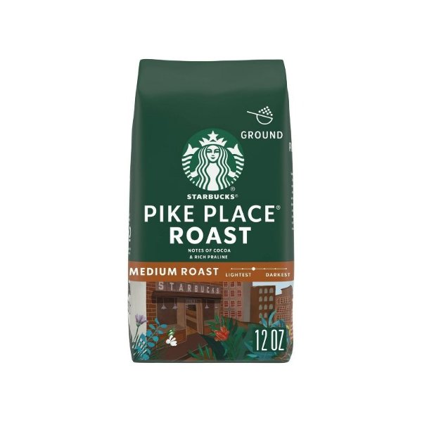 Medium Roast Ground Coffee — Pike Place Roast — 100% Arabica — 1 bag (12 oz.) 2pks