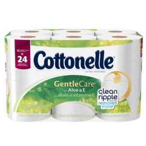 Cottonelle Gentle Care Toilet Paper with Aloe and E, Double Roll, 12 Count (Pack of 4) @ Amazon