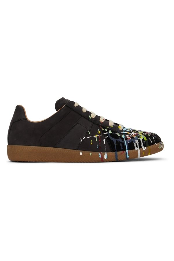 Black & Multicolor Paint Drop Replica Sneakers