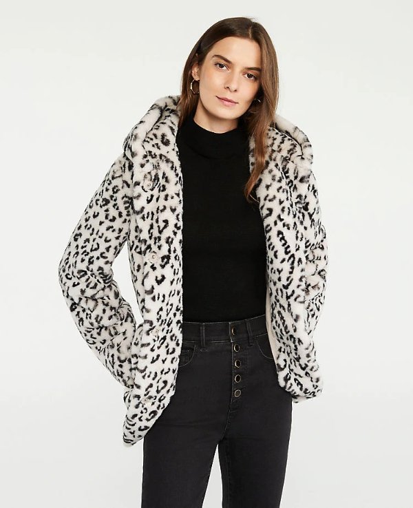Leopard Print Faux Fur Coat | Ann Taylor