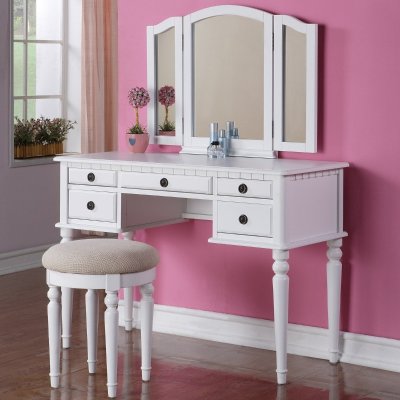 192 33 Poundex Bobkona F4079 St Croix Collection Vanity Set With 192 33 Poundex Bobkona F4079 St Croix Collection Vanity Set With Stool Silver Dealmoon