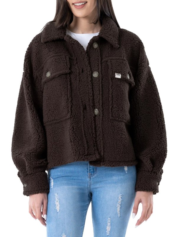 ® Women's Long Sve Cropped Sherpa Shirt Jacket