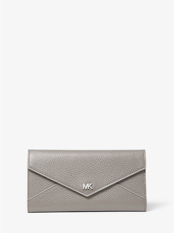 Large Two-Tone Pebbled Leather Envelope Wallet