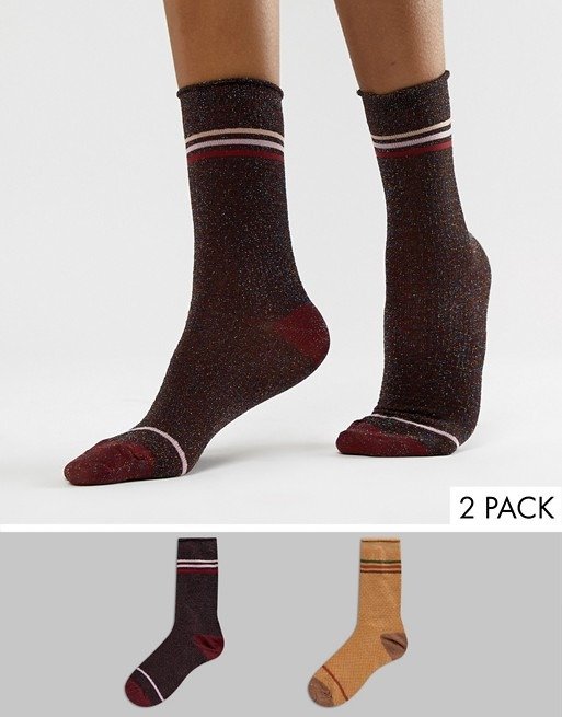 Vero Moda Glitter 2 Pack Socks at asos.com