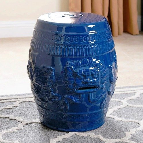 BOHO风 中式蓝色花园瓷器圆凳