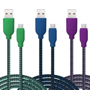 Ace Teah 6.6ft Braided Reversible USB to microUSB Cable，3-Pack