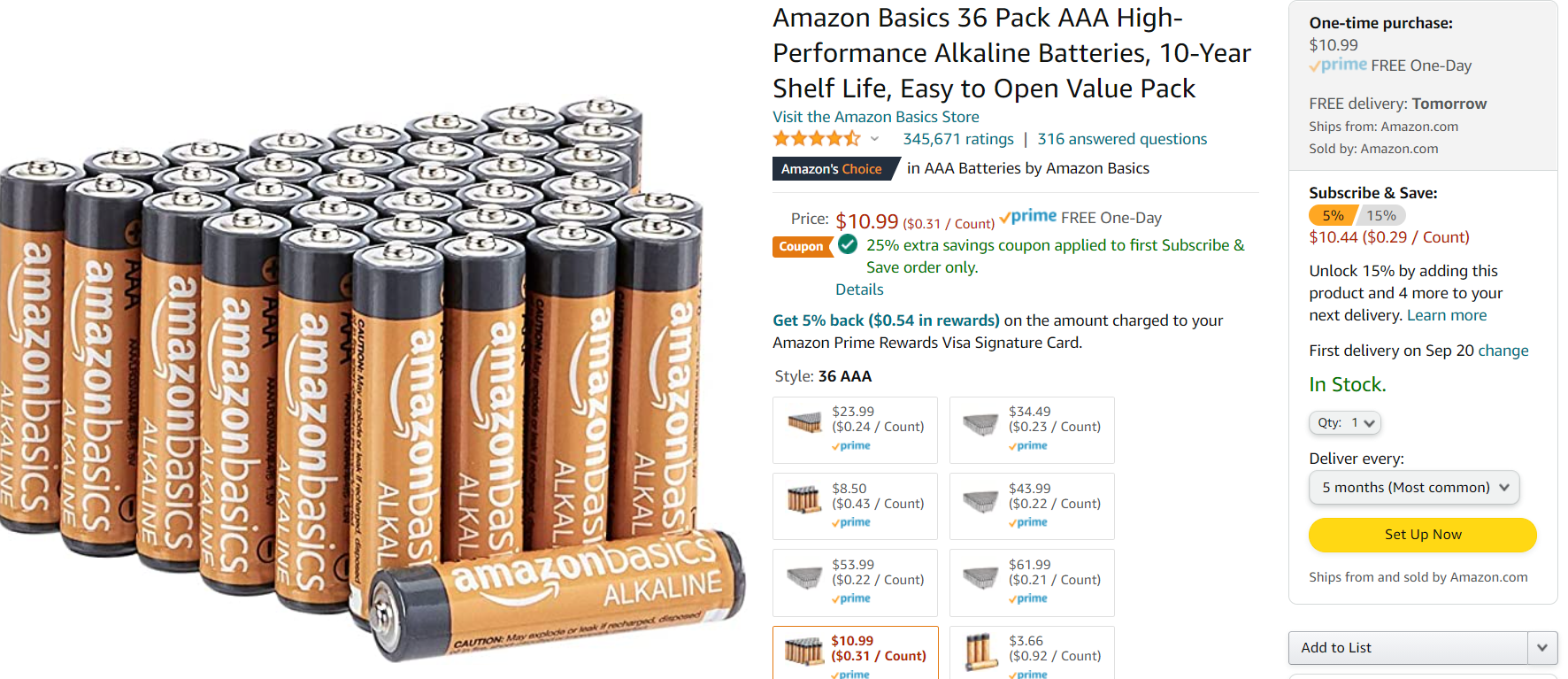Amazon Basics36颗AAA号电池