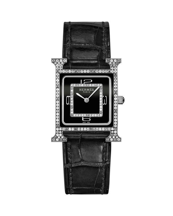 Heure H Watch, 18K白金+钻石全黑手表