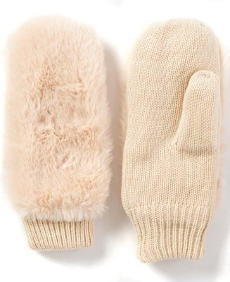 INC Faux-Fur Mittens, Created for Macy's