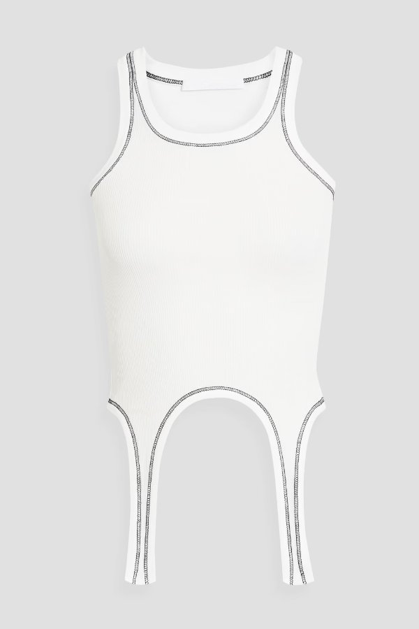 Cropped ribbed cotton-jersey tank