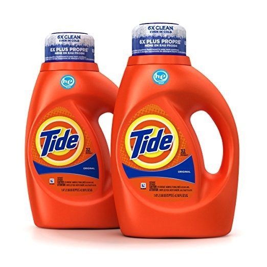 Tide Original Scent HE Turbo Clean Liquid Laundry Detergent, 50 Fl Oz (32 Loads), (Pack Of 2)