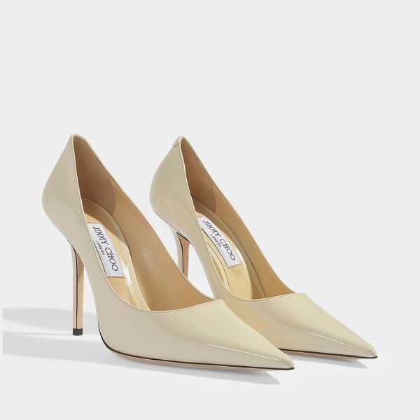 Love 100 Pointed Patent Pumps in Linen Patent Leather