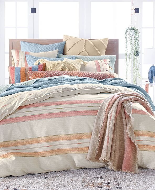 CLOSEOUT! Baja Stripe Quilted 230-Thread Count 3-Pc. Full/Queen Comforter Set, Created for Macy's