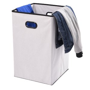 MaidMAX Collapsible Laundry Hamper, MaidMAX 23-Inch-High Foldable Nonwoven Cloth Storage Cube with Dual Handles for Clothes Storage, White