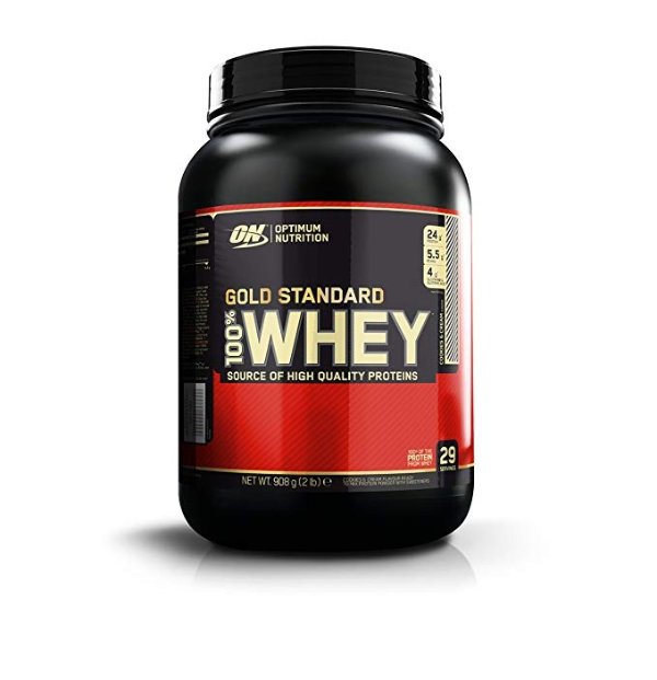 Gold Standard Whey Protein Powder with Glutamine and Amino Acids Protein Shake - Cookies and Cream, 29 Servings, 908 g (Packaging May Vary)