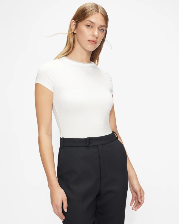 Jacii Frill neck fitted T-shirt