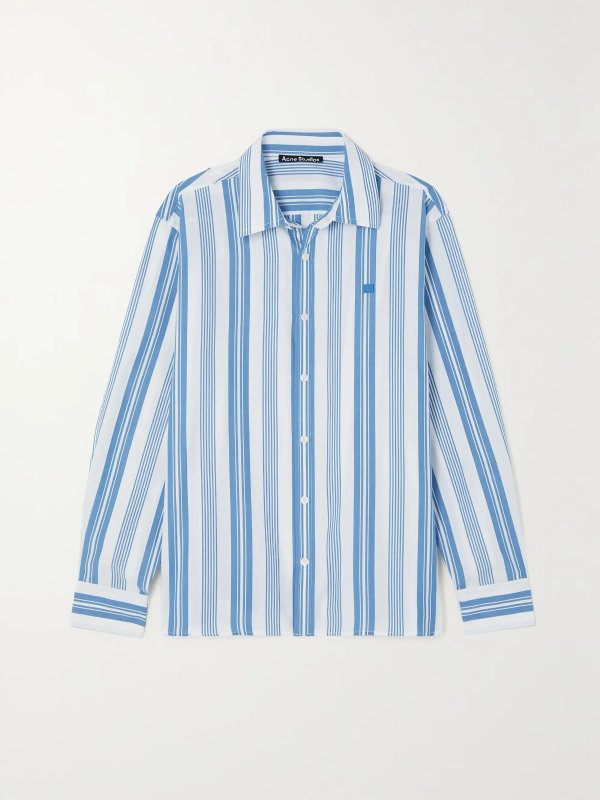 + NET SUSTAIN striped organic cotton-poplin shirt