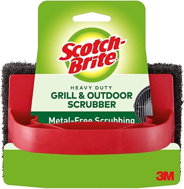 7721 Scotch-Brite Heavy Duty Outdoor Scrubber, Ideal for Concrete, Patio Bricks, BBQ Tools and Charcoal and Gas Grills, Black