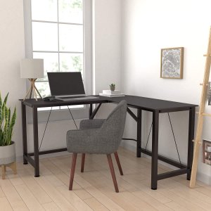 Amazon Basics L-Shape Office Corner Desk, 55-Inch, Black