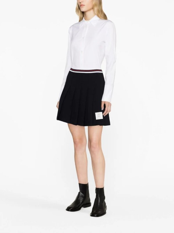 pleated cotton miniskirt