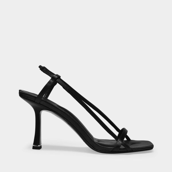 Ivy 85 Sliding Logo Sandals in Black Satin