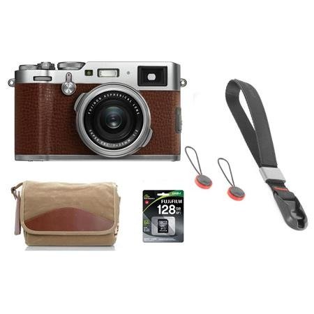 X100F 24.3MP Digital Camera, Fujinon 23mm f/2 Lens Brown W/Fuji Acc Kit