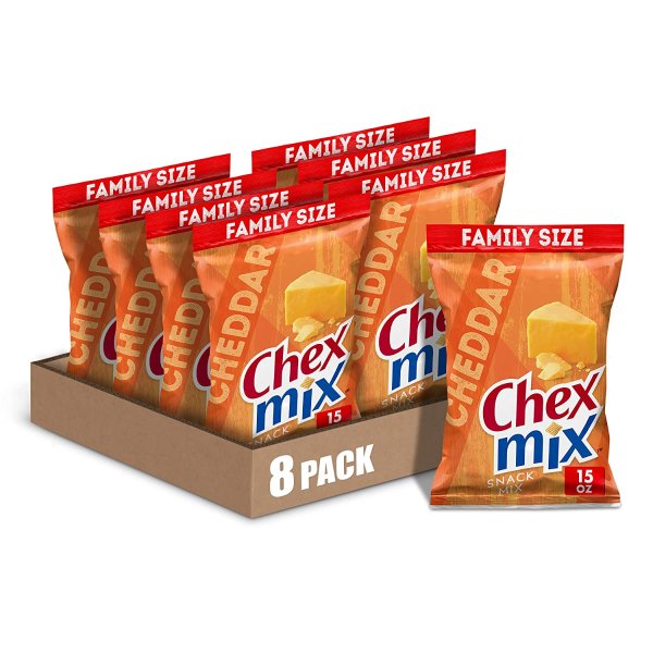 Chex Mix Cheddar Savory Snack Mix 15 oz (Pack of 8)