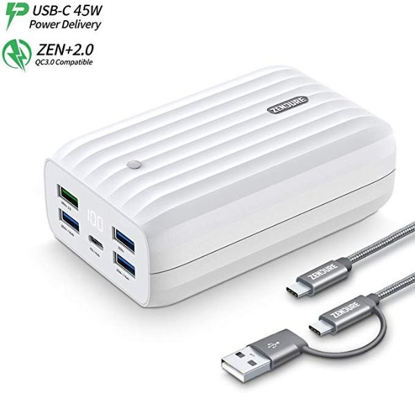X6 USB-C Hub Portable Charger 20000mAh, 45W PD & QC 3.0 Power Bank with LED Display, 5 USB Ports External Battery Pack for MacBook, iPhone, Galaxy, Smartwatches, Fitbit, Beats Earbuds & More