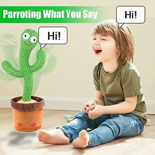 Dancing Cactus Toys - Singing, Talking Cactus Toys, Recording & Repeating What You Say Electric Dancing Cactus, Sunshine Cactus Plush 120 Songs With Led Lights | Discounts For Everyone | Temu