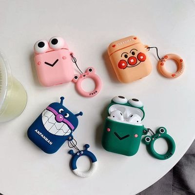 Airpods Case Cover Fun Cartoon Design with Keychain | Protective Premium Silicone Anti-Lost Dust-Proof and Shock Resistant A variety of cartoon styles