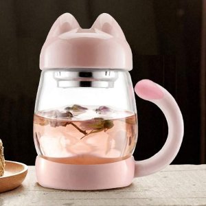 BZY1 14oz Glass Tea Cup with a Lid