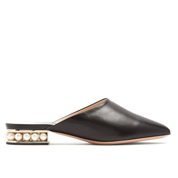 Casati pearl-heeled leather loafers