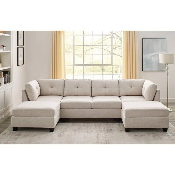 Ashwell 118" Wide Reversible Modular Sofa & Chaise with Ottoman