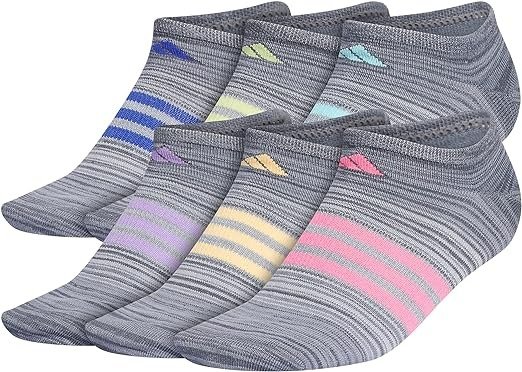 Women's Superlite No Show Socks (6-Pair), Onix Grey/Grey/Lucid Pink, Medium