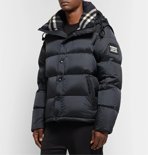 Hooded Quilted Nylon Down Jacket with Detachable Sleeves