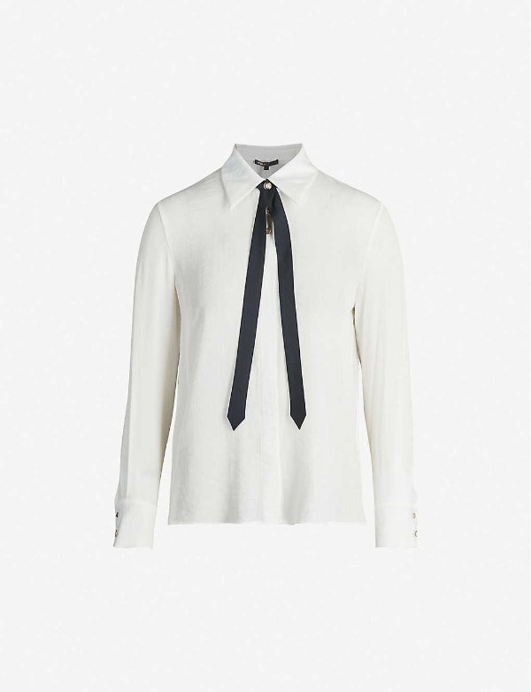 Charline contrasting bow tie crepe shirt