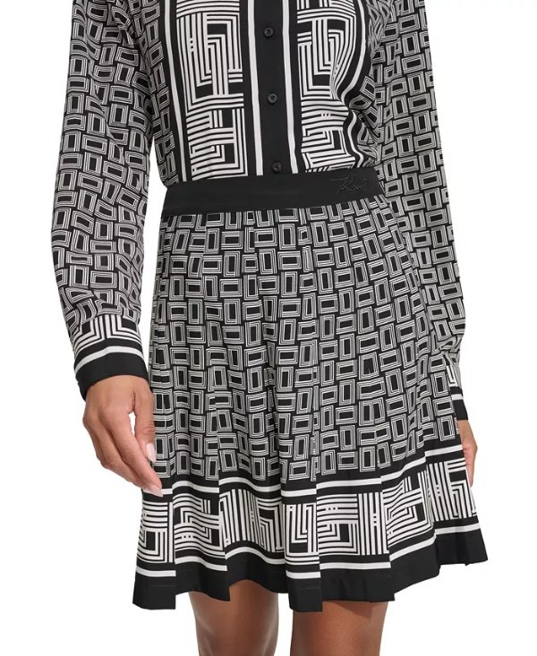 Women's Mix Geo-Print Pleated Skirt