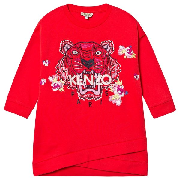Red Tiger and Floral Embroidered Sweat Dress | AlexandAlexa
