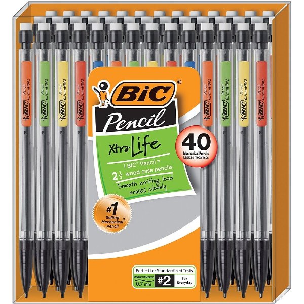 Xtra-Life Mechanical Pencils, No. 2 Medium Lead, 40/Pack (MPP40MJ-BLK)