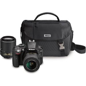 (Factory Refurbished) Nikon D3300 24.2MP DSLR with 18-55mm VR II+ 55-200mm VR  Lens+ Case