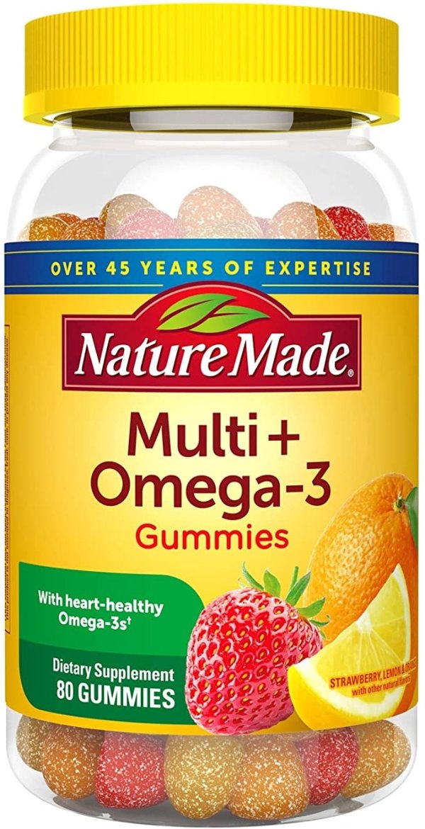 Multivitamin + Omega-3 Gummies, 80 Count for Daily Nutritional Support