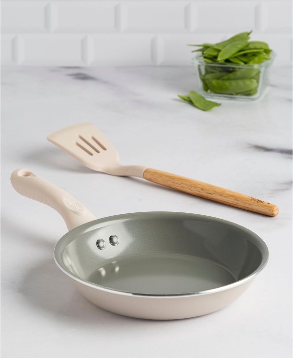 8" Fry Pan + Turner with Silicone Head and Bamboo Handle Set
