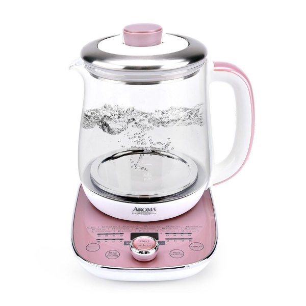 Electric Tea Maker - Glass/Pink - 1.5L | AROMA Professional